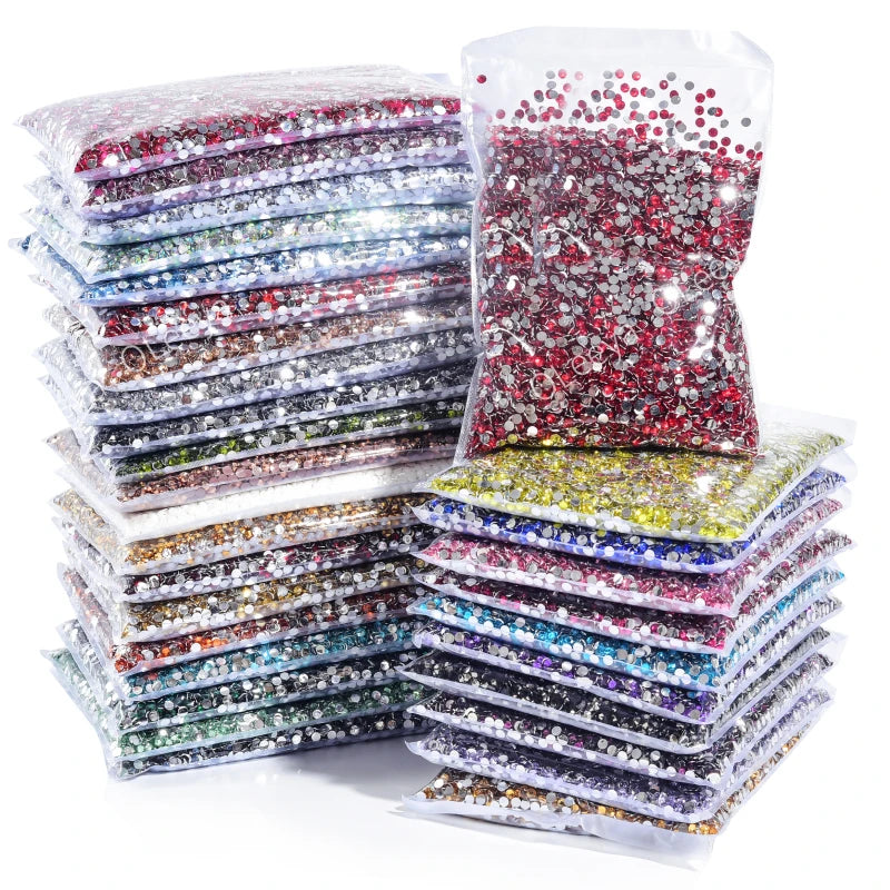 Oleeya Wholesale Flatback Silver bottom Resin Cтразы Non hotfix Rhinestones in Big Package Glitter Crystals and Strass For 네일파츠
