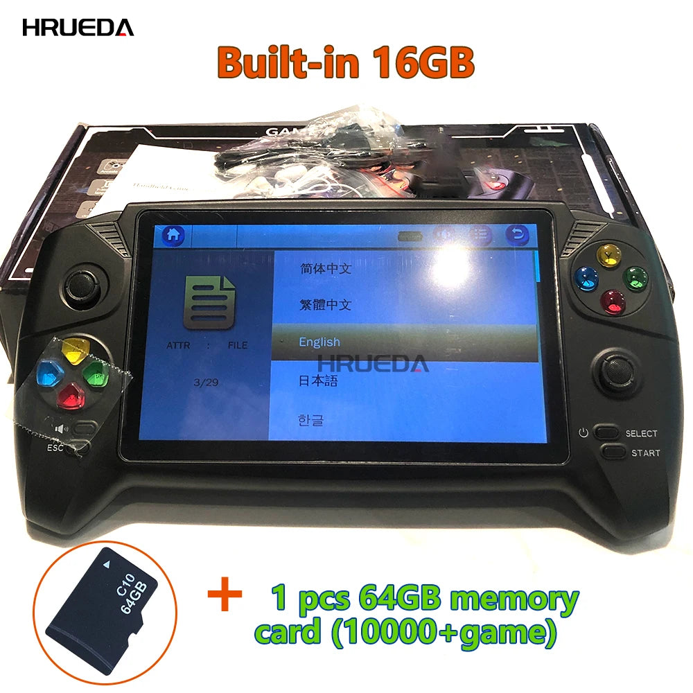 Portable Retro Video Game Classic Console Player 16Gb 7 inch Game Screen Display ,Support Dual Players, Over 6000 Games Children