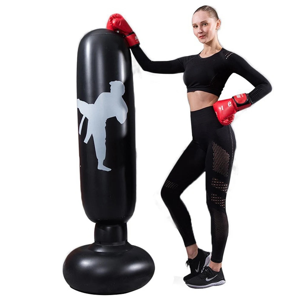 1pc KO Style Inflatable Boxing Sandbags Punching Bag Boxing Column Karate Taekwondo Training Props
