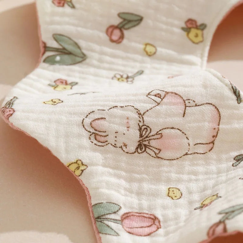 5-piece baby feeding bibs, made of pure cotton gauze, with cute patterns, soft and skin-friendly, double-sided use as drool rags