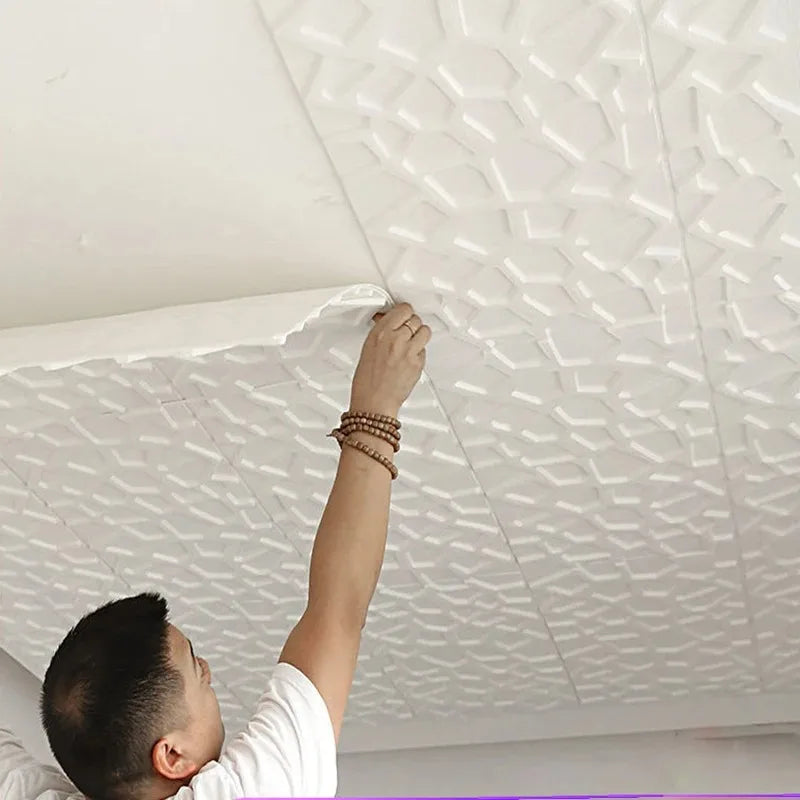 5-20pcs 35*35cm Ceiling 3d Home Bedroom Decor Background Wallpaper Peel Stick Waterproof Decoration Wall Stickers Anti-collision