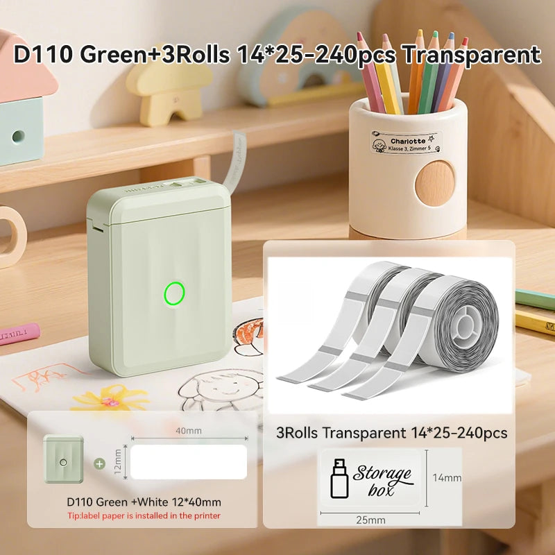 NIIMBOT D110 Upgraded Version Thermal Label Printer Mini Portable Smart Label Maker With Tape for Office Home Kitchen School