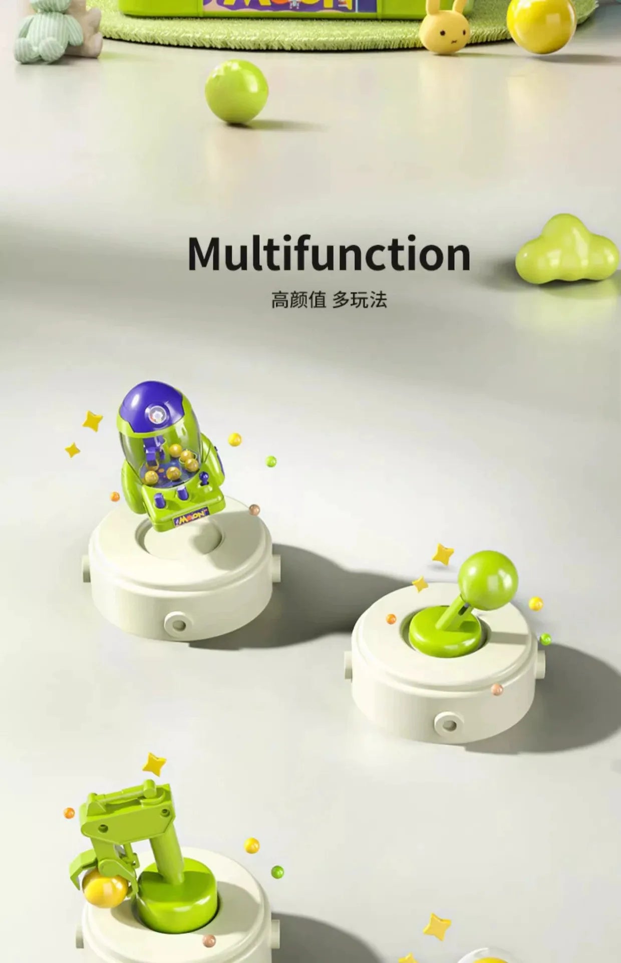 Mini Space Rocket Claw Machine Ball Grabber Toy for Boys Girls Educational Game