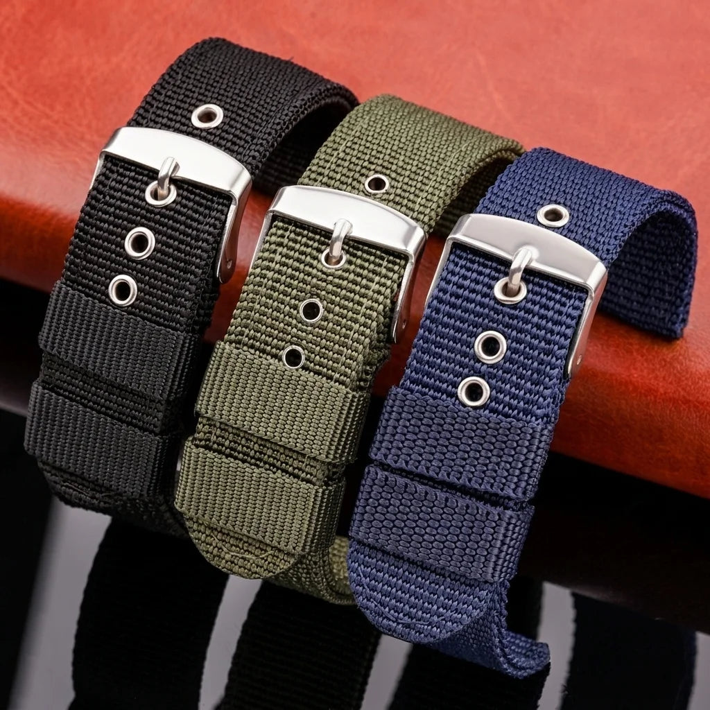 18 20 22 24mm Universal Nylon Watchband Sport Canvas Strap 4 Colors Replacement Bracelet Men Women Accessories