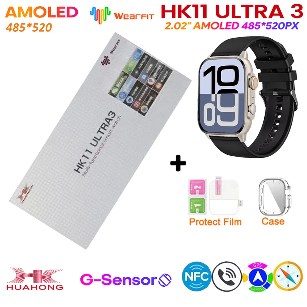 Upgrade Hk11 Ultra 3 Gen2 SmartWatch 4GB ROM AI ROBOT AMOLED Network 49mm G-Sensor ChatGPT NFC Compass GPS 3D Menu Music Watch