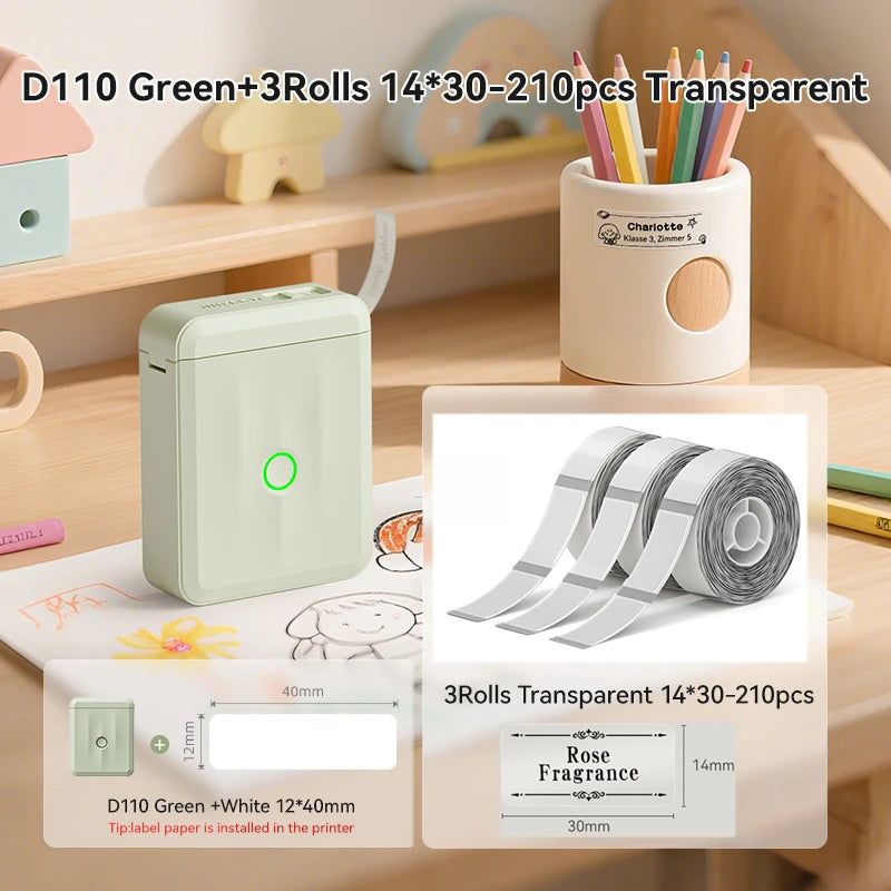 NIIMBOT D110 Upgraded Version Thermal Label Printer Mini Portable Smart Label Maker With Tape for Office Home Kitchen School