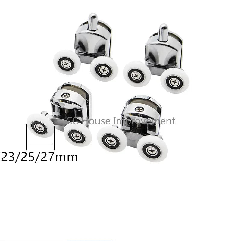 23mm/25mm/27mm Shower Door Rollers Zinc Alloy Double-Wheel Sliding Shower Door Roller Bearing Wheel Runners Replacement