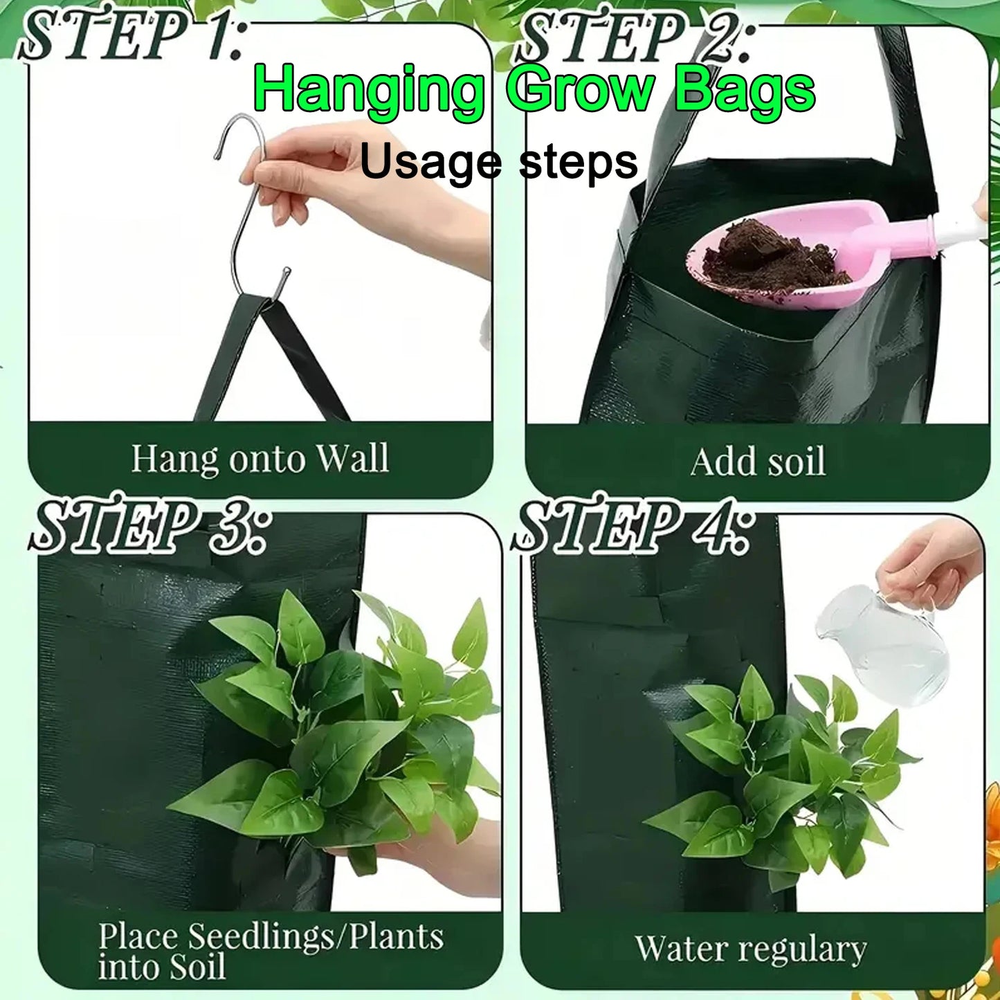 Hanging Grow Bags for Strawberries & Tomatoes Hanging Planting Grow Bag Vertical Multi-Pocket for Herbs & Flowers Garden Gift