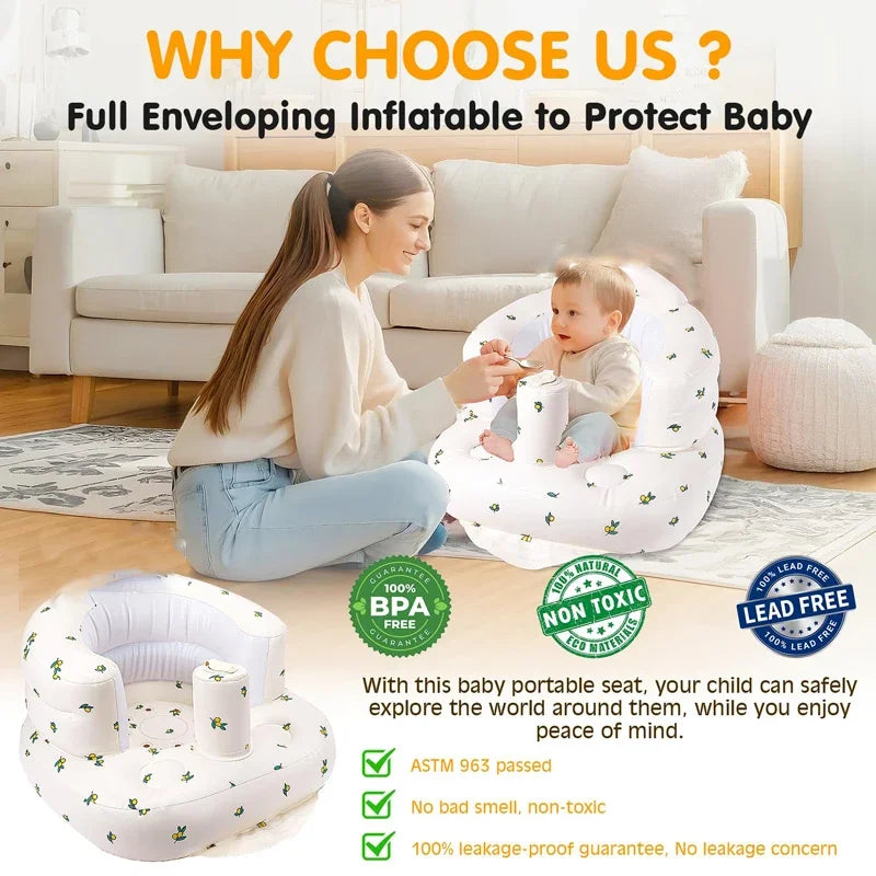 Children Inflatable Sofa,Inflatable Baby Sofa for Babies 3 Months & Up,Baby Seats for Infants, Blow Up with Built in Air Pump