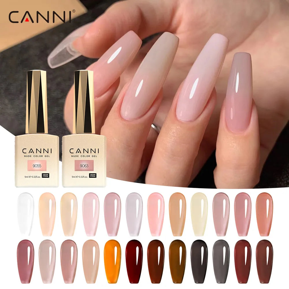 Canni Nail Gel Polish Jelly Nude Color HEMA FREE TPO FREE 9ml Transparent Semi Permanent Natural Nude French Nail Gel Lacquer