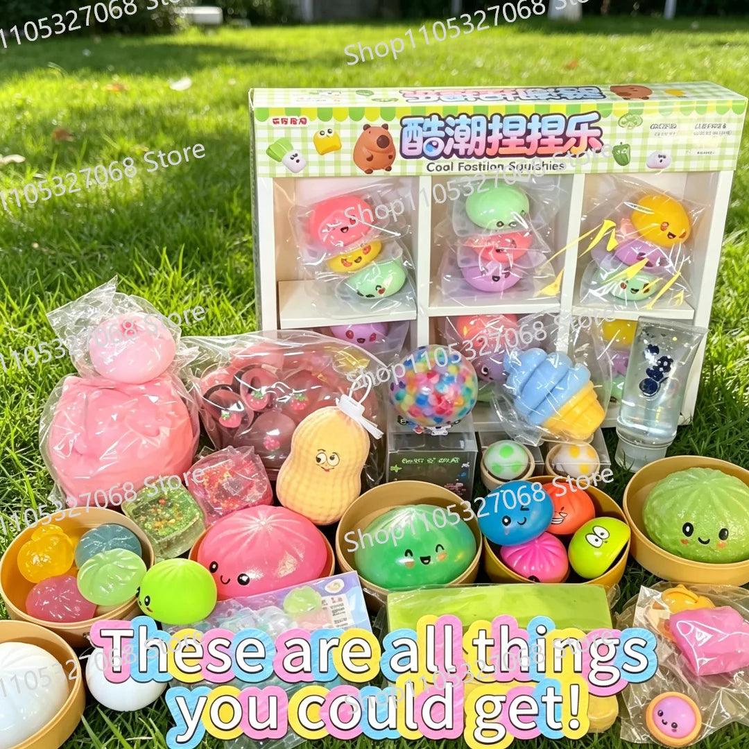 Assorted 100Pcs Surprise Blind Box Squishy Toys Slow Rebound Squeeze Fidget Stress Relief Birthday Party Favor Gifts