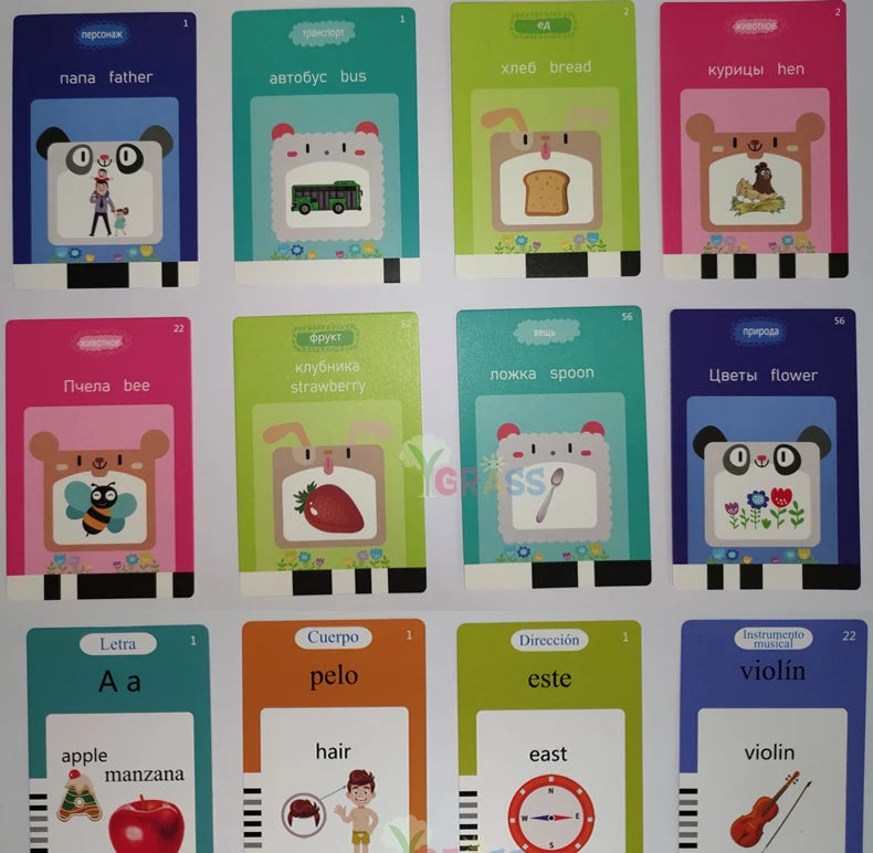 Alphabet Talking Flash Cards Educational Learning Interactive Memory Card Machine French Russian Italian Speech Toys For Kids
