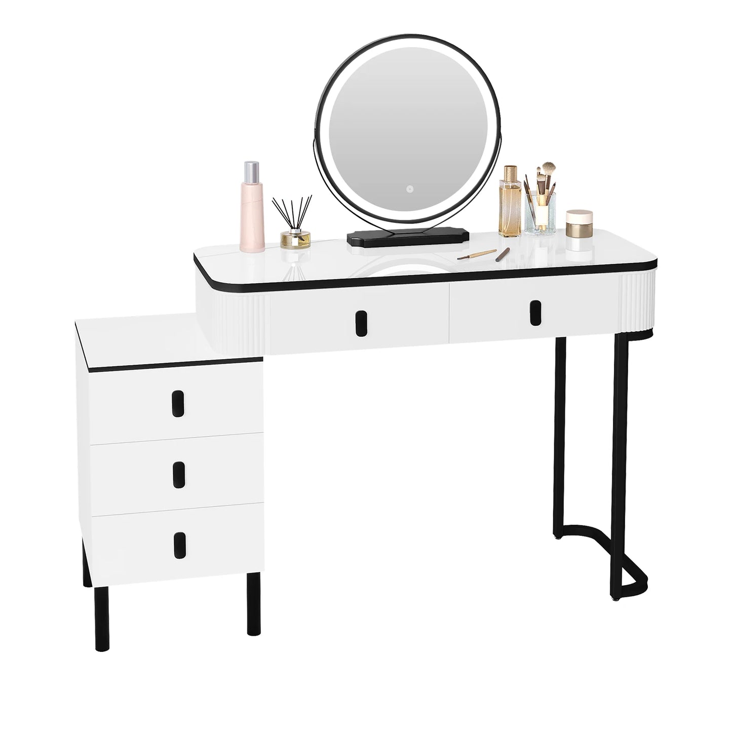 WOLTU Dressing Table with LED Lighting Mobile Mirror Vanity Flexible Assembly Makeup Cosmetic Table for Girls Women Bedroom