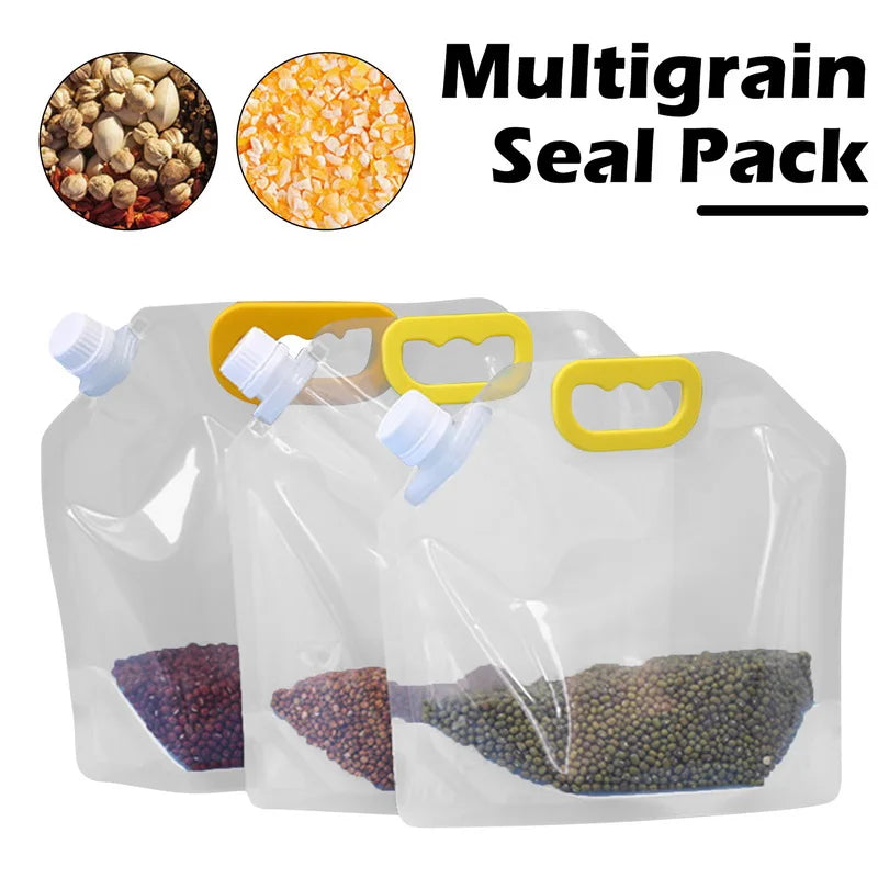5Pcs Grains Sealed Bag Cereal Containers Moisture-Proof And Insect-Proof Transparent Food Grade Storage Bag Kitchen Organizer