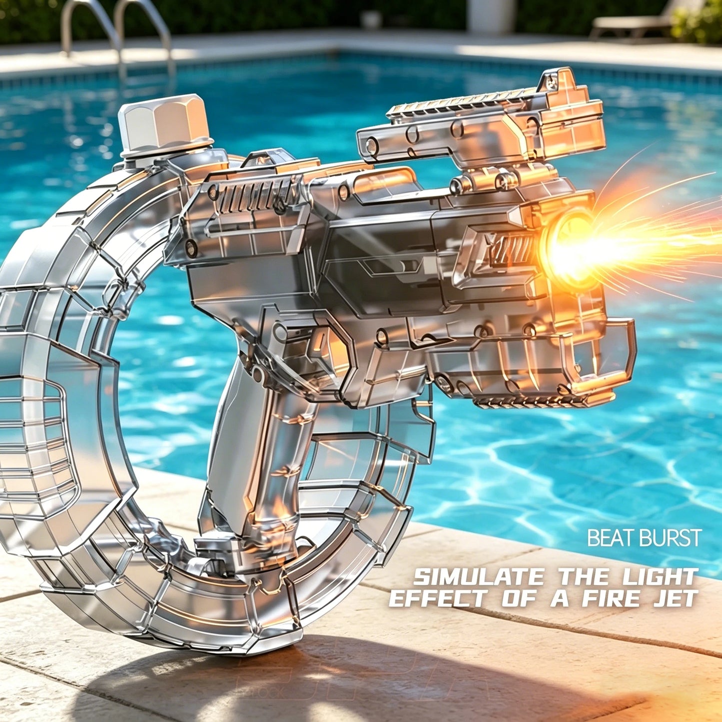 Energy Gathering Ring Electric Water Gun LED Lighting  Linkage Deformation Continuous Shooting Toy Summer Beach Pool Games Gift