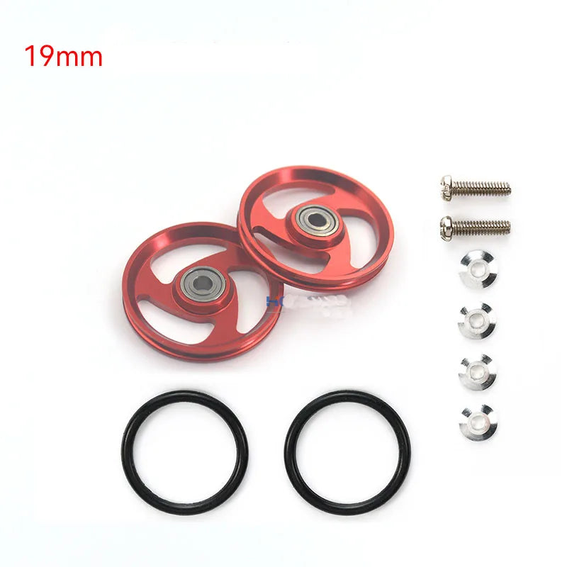 2pcs 15418 13-12mm Aluminum Alloy Guide Rollers 15461/15426 2023Jcup 95160 19mm Roller With Rubber Ring Tamiya Mini 4WD Homemade