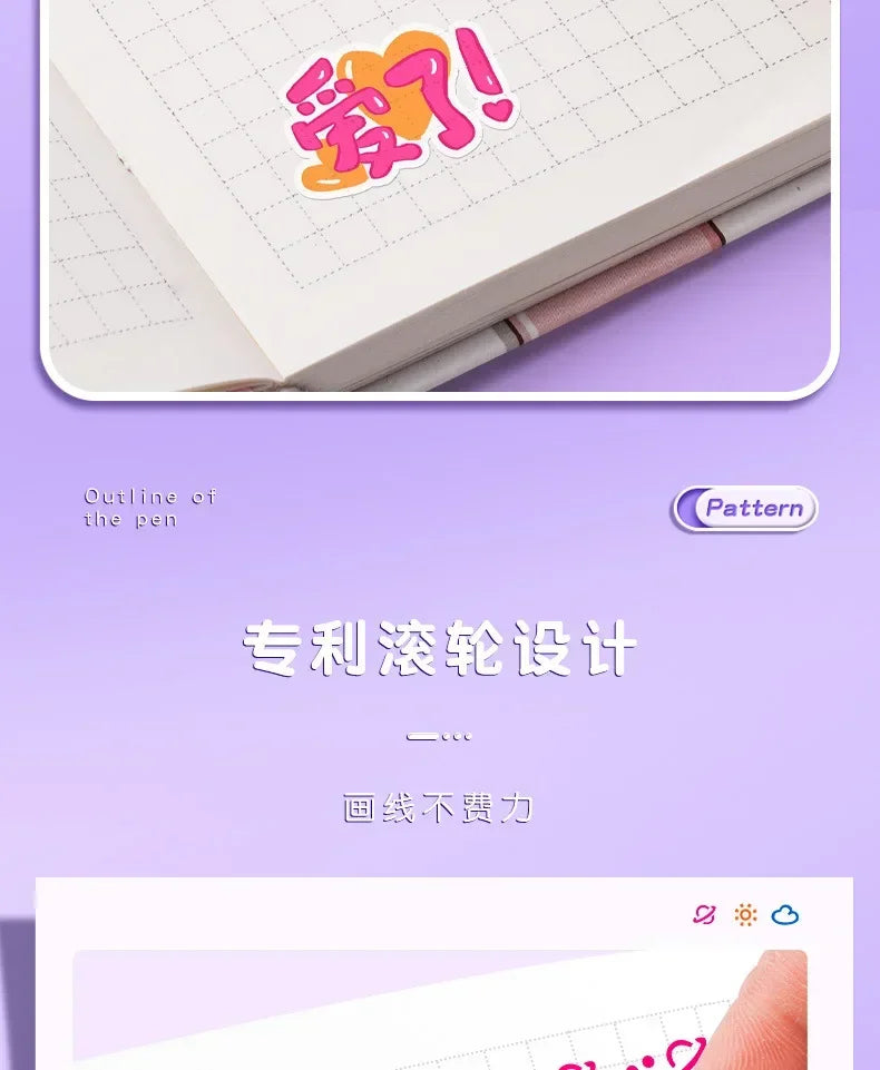24/3 PCS Kawaii Flowers Line Shaped Highlighter Pens Roller Tip Curve Liner Marker for Writing Journaling Drawing Stationery