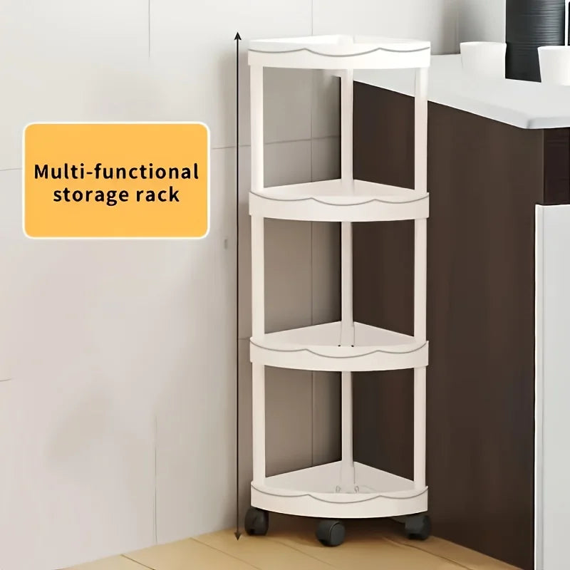 Modern 4 Tier Folding Corner Shelf Assembly Required Multifunction Storage Rack for Bathroom Kitchen Cosmetic Bath Product