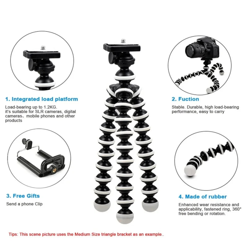 RP01-E Flexible Octopus Tripod Stand Gorillapod for Mobile Phone Camera - Mini Table Desk Stand Compatible with iPhone Samsung
