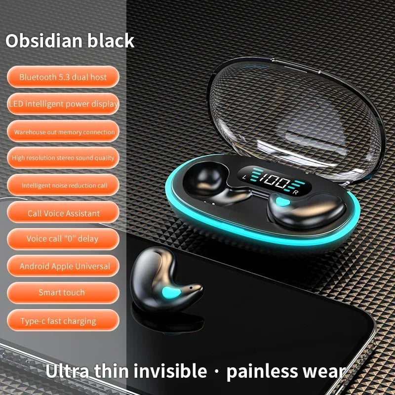 X55 Invisible Sleep Wireless Earphone TWS Bluetooth 5.3 Headphones Hidden Earbuds IPX5 Waterproof Noise Reduction Sports Headset