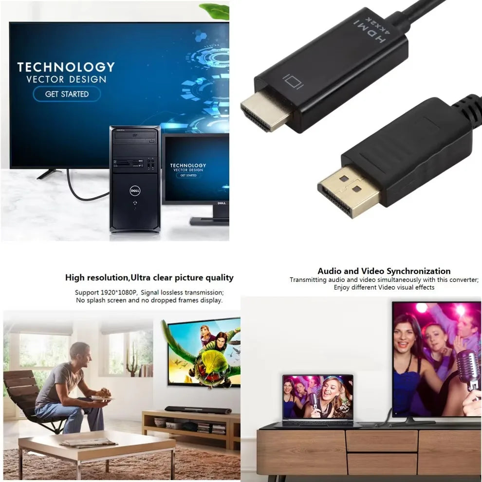 1.8M DP To HDMI-compatible Cable 4k DisplayPort To HD Adapter Male To Female DisplayPort To HDTV Converter for Monitor Projector