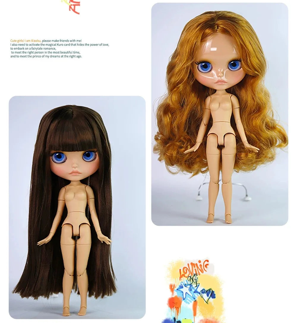 ICY DBS Blyth 30cm Doll Tan Skin Matte Face Glossy Face Pouting Lips 19 Joints Body Doll DIY Makeup Costume Doll Girls Gift Toy