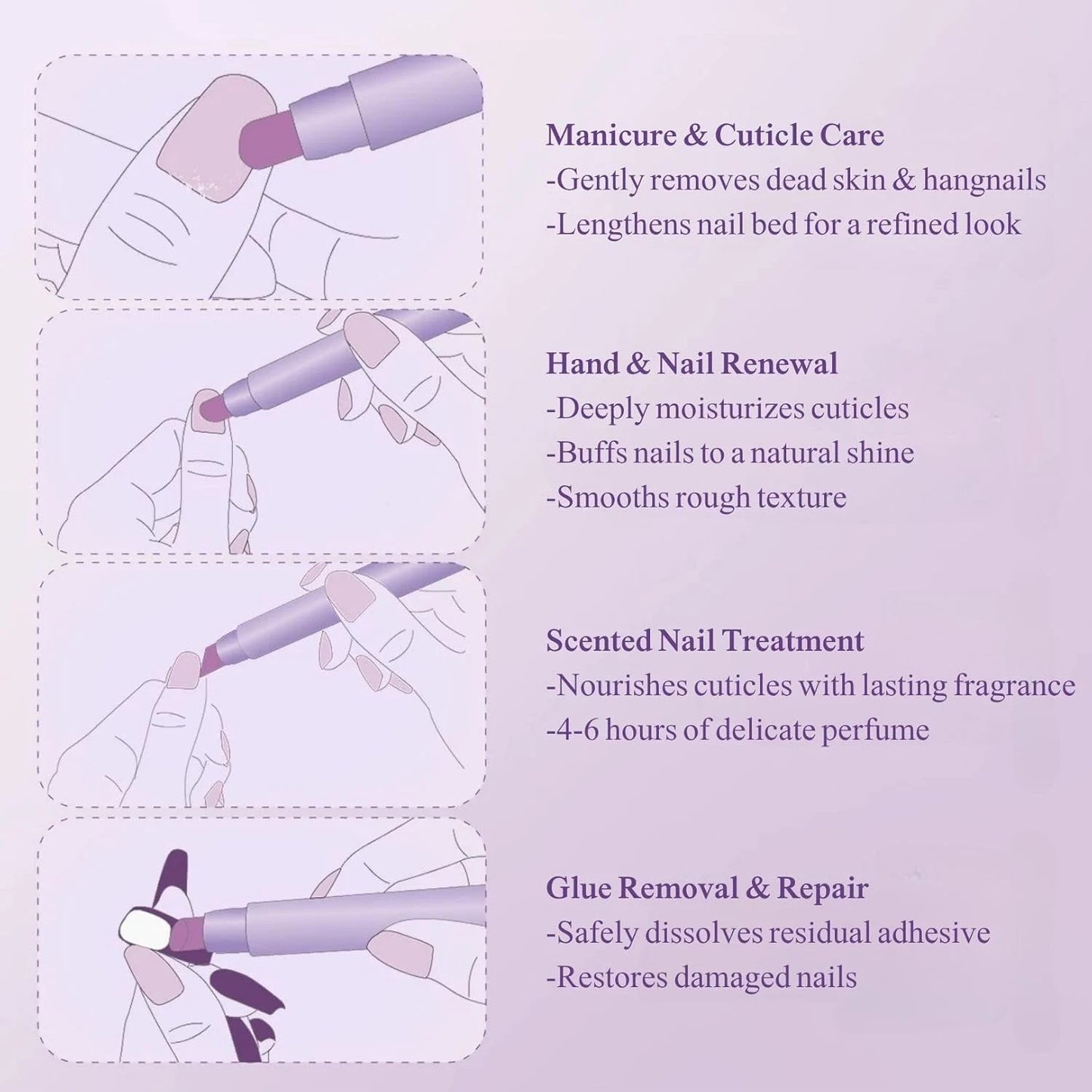 1/2/3PCS 3-in-1 Cuticle Oil Pen DeadSkin Remover Cuticle Pusher Grinding Pen With Ceramic Tip Cuticle Remover Pen Nail Care Tool