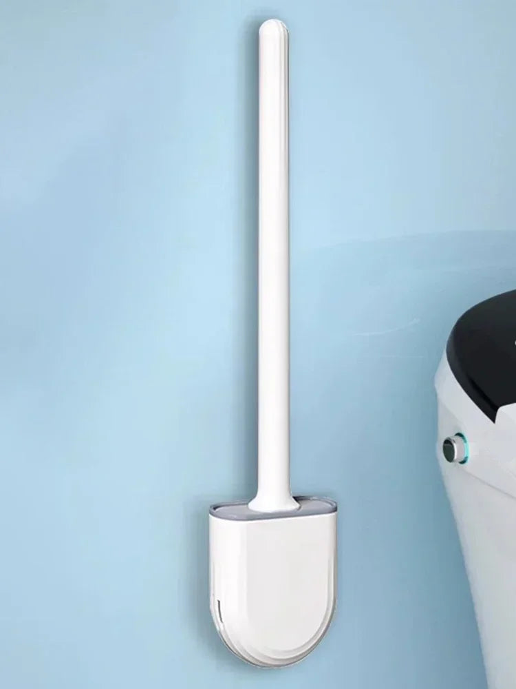 Hanging Silicone Toilet Brush Cleaner with Long Handle Flexible Cleaner Bathroom Brush Quick Drying Holder Bathroom Accessories