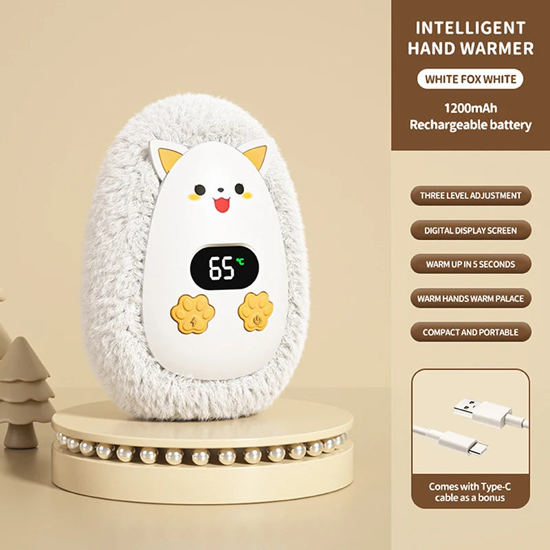 Plush Hand Warmer Winter Mini Portable Three-speed Adjustment Battery Life Long-lasting Smart Temperature Control Hand Warmer