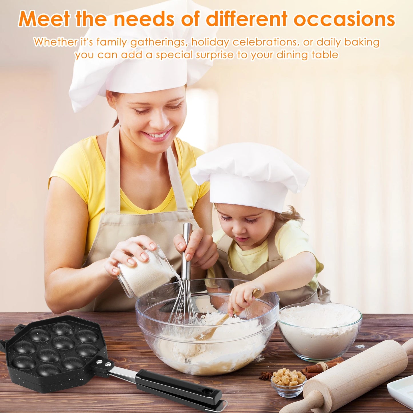 Walnut Cookie Mold Aluminum Alloy Walnut Cookie Maker Mould Nonstick Cook Making Tool with Handle for Baking Kitchen Accessories