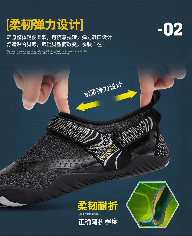 Mens Quick Drying Water Shoes Unisex Breathable Aqua Shoes Slip on Non Slip Wading Shoes Travel Water Park Pool Ladies Sneakers