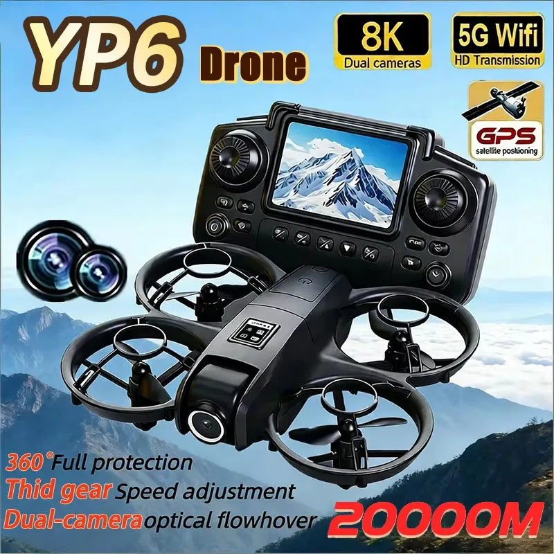 YP6 Mini Drone 8K Aerial HD Camera Drone 5G WIFI Record Large Screen Remote Control Intelligent Obstacle Avoidance Aerial Drone