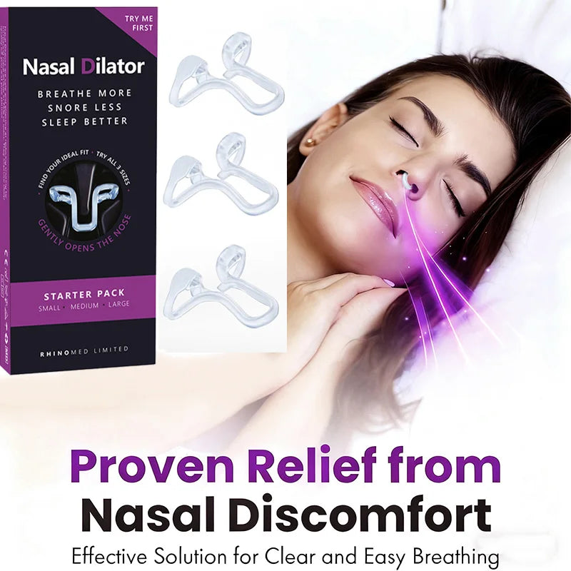 3 Sizes Silicone Anti Snoring Nose Clip Elastic Nasal Dilator for Better Sleep Improved Airflow Travel Home Use Comfort