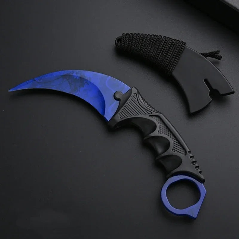 Unsharpened Safety Karambit Gift Knife Toy No Sharp Blade Cosplay Prop Plastic Training Knife for Role Play Game Collection