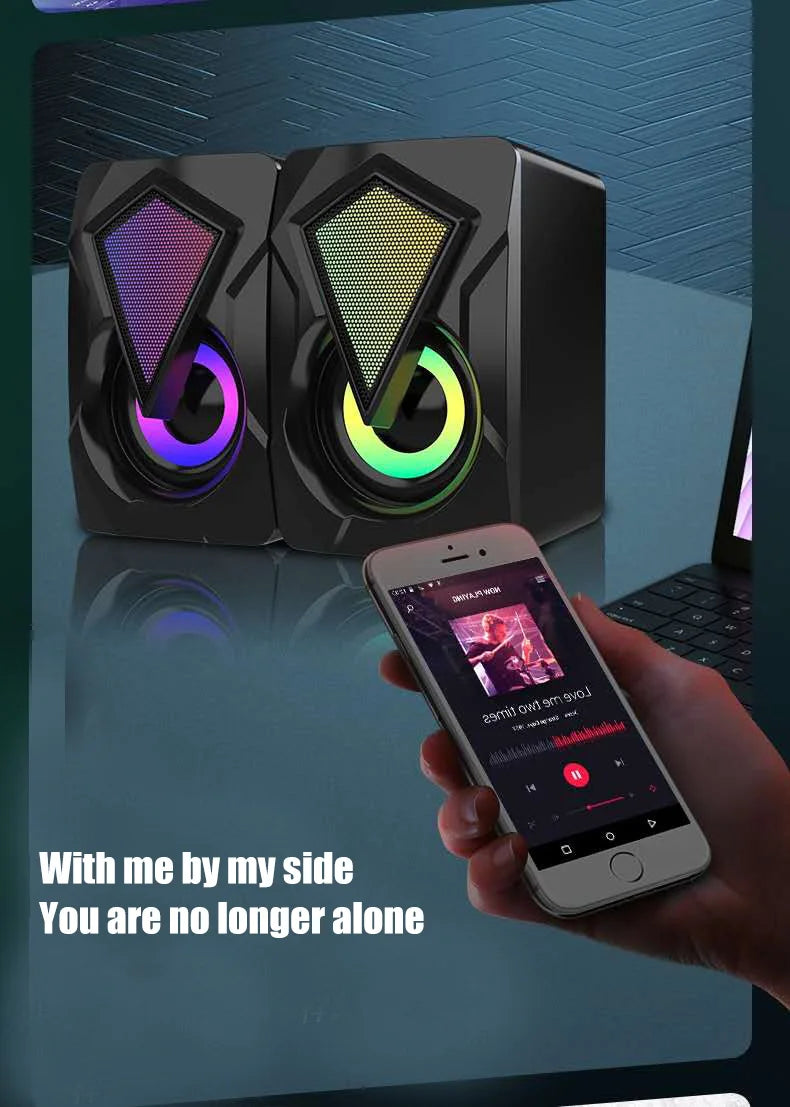New X2 computer speaker, illuminated desktop laptop, multimedia mini wired RGB speaker
