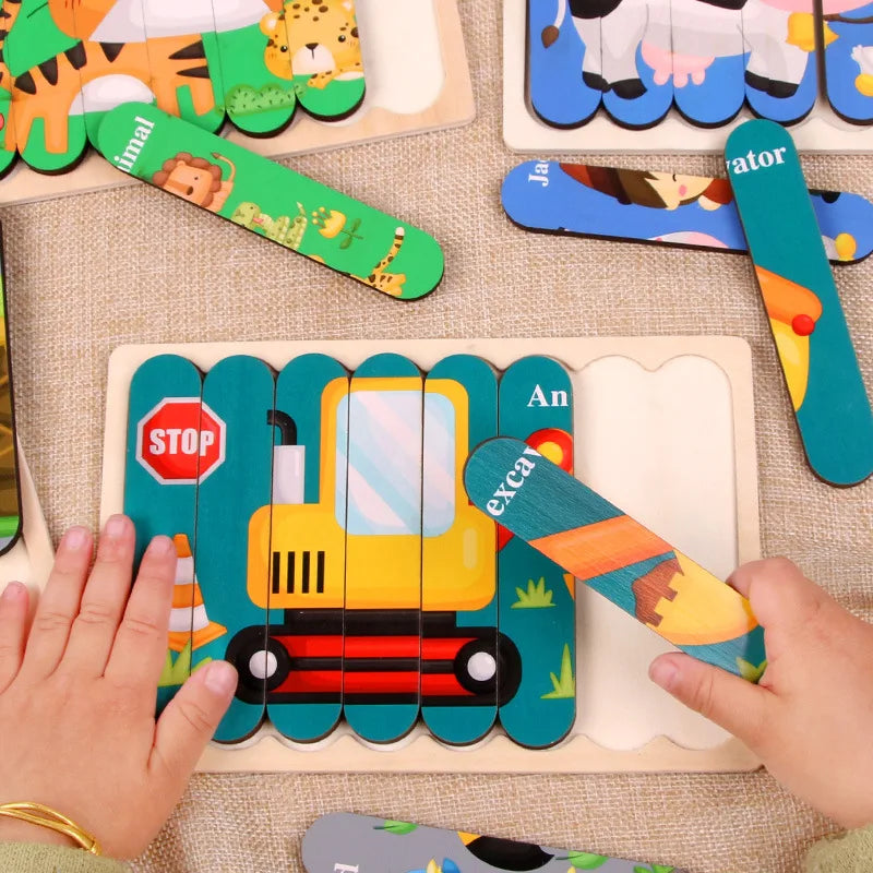 Montessori Toys 2 years Wooden Puzzles For Kids Chid Baby Learning Education Child Game montessori 3D Puzzle Childrens 2 3 Years