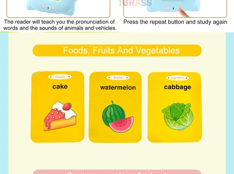 Alphabet Talking Flash Cards Educational Learning Interactive Memory Card Machine French Russian Italian Speech Toys For Kids