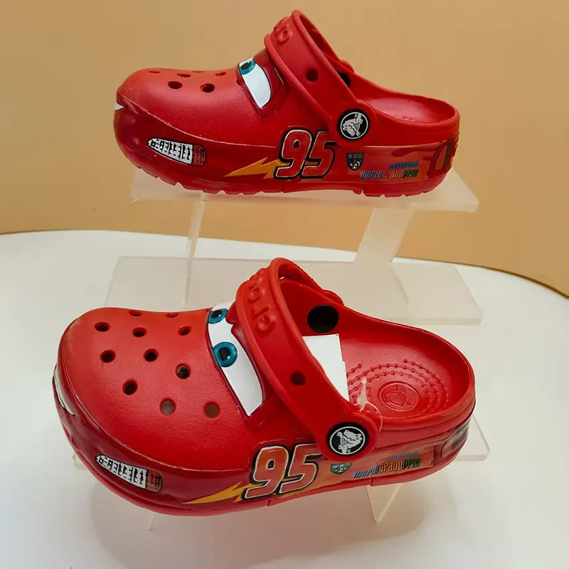 Lightning Mcqueen Outdoor Beach Holey Shoes Cartoon Slippers Men Sandals Casual Ankle-Wrap Eva Car Flip Flops Shoes