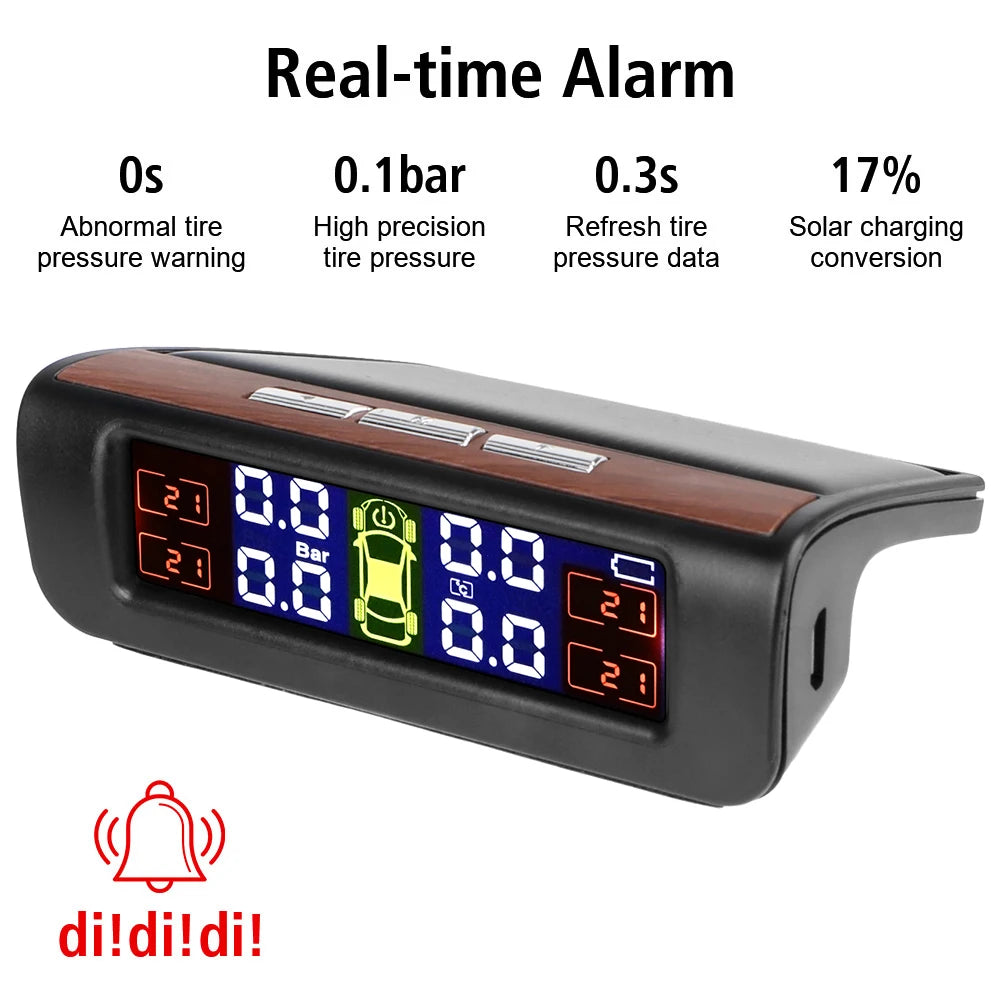 Tire Pressure Monitoring System Temperature Warning New C External Battery Version Sensors Solar TPMS Car Tyre Pressure Monitor