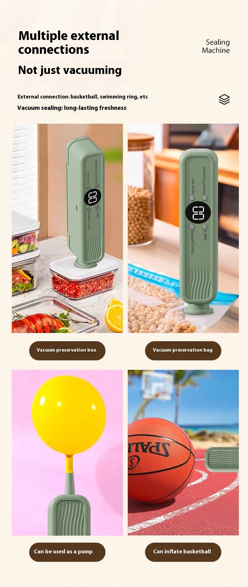 Handheld Mini Vacuum Sealer Rechargeable Design Automatic Sealing Machine Kitchen Food Storage Helper
