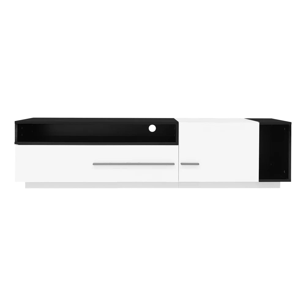 PINGGO 70 Inch High Gloss TV Stand, Entertainment Center for 60 to 70 Inch TVs with 2 Closed Storage Spaces,Living Room TV Stand
