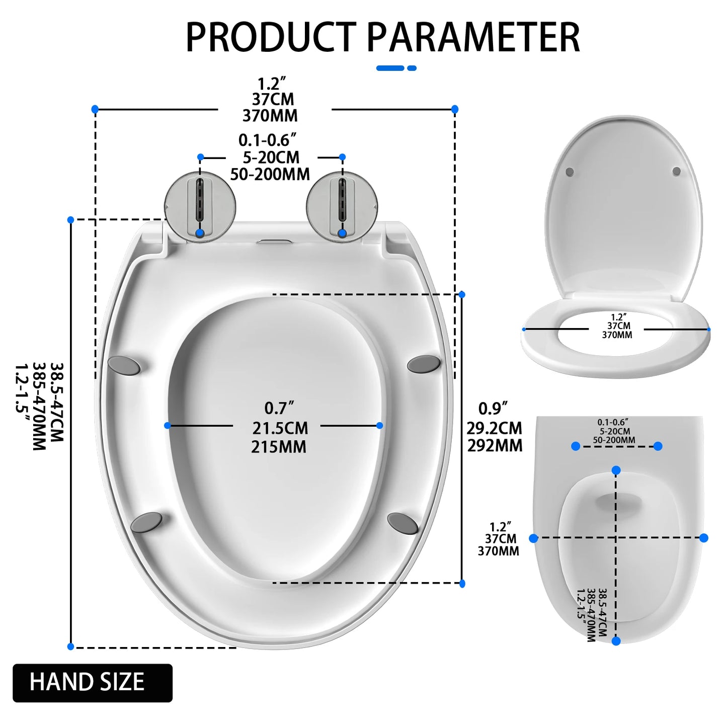 White Soft Close Toilet Seat with Quick Release for Easy Clean Toilet Seat with Adjustable Hinges Standard O Shape Toilet Seat