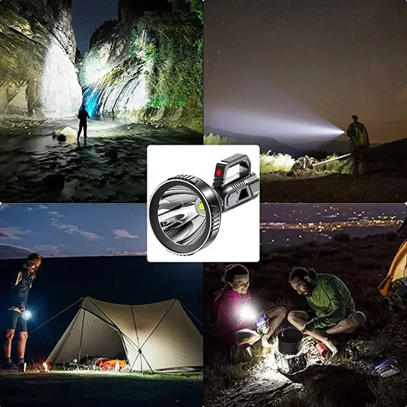 High Power LED Flashlight Waterproof Fishing Torch USB Rechargeable Powerful Spotlight Portable Outdoor Searchlight Camping Lamp