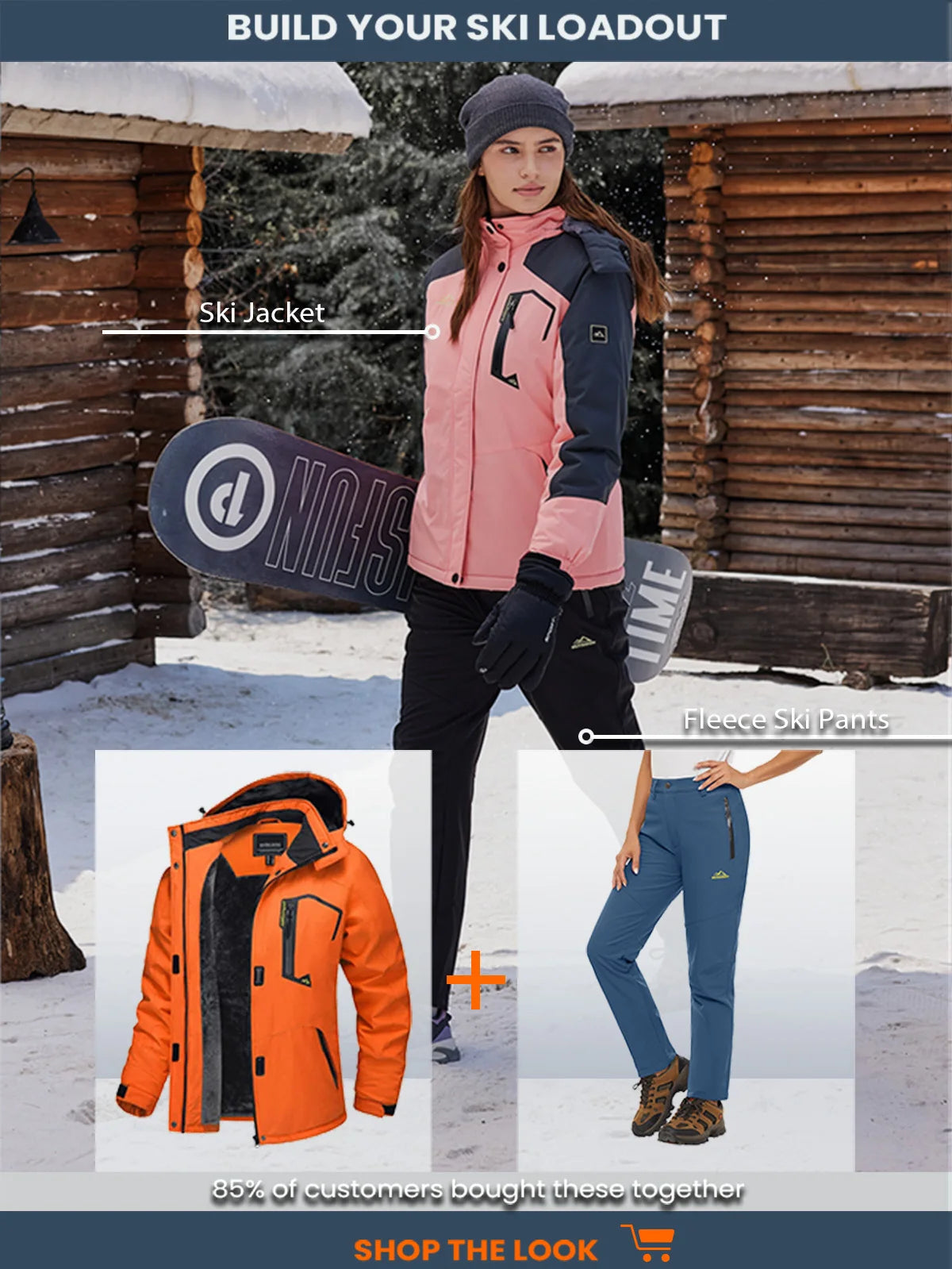 TACVASEN Winter Waterproof Ski Snowboard Jacket Womens Thermal Heavy Fleece Jackets Casual Work Rain Coat Windbreaker Parka