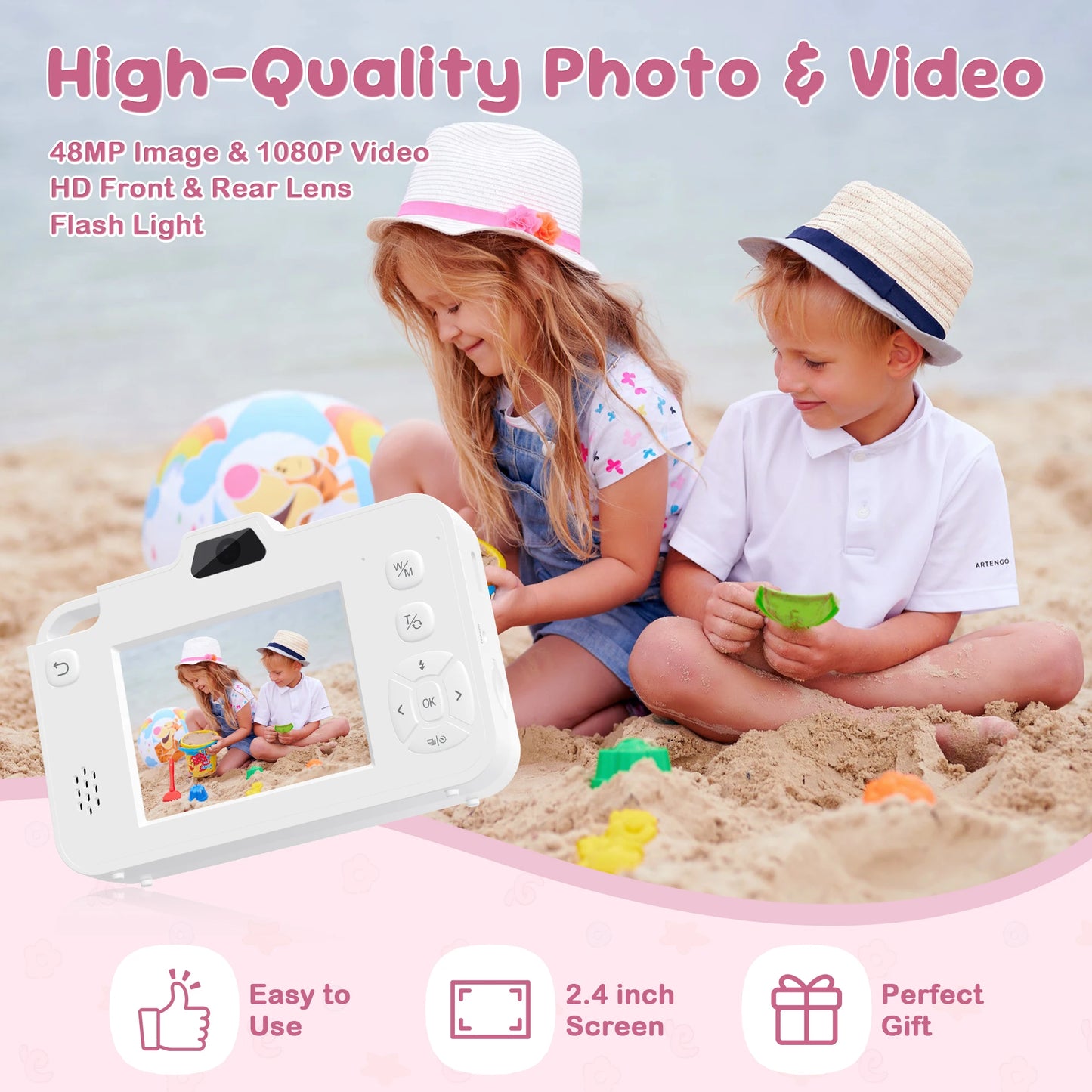 16X 48MP Kids Photography Camera Front Rear Dual Lens Boys Girls Digital Video Recorder Selfie Beginner Camera For Children