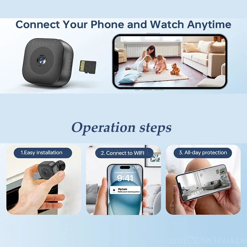 4K Mini Security Camera Full Color Night Vision High Definition WiFi Monitor Waterproof Motion Detect Surveillance Smart Home