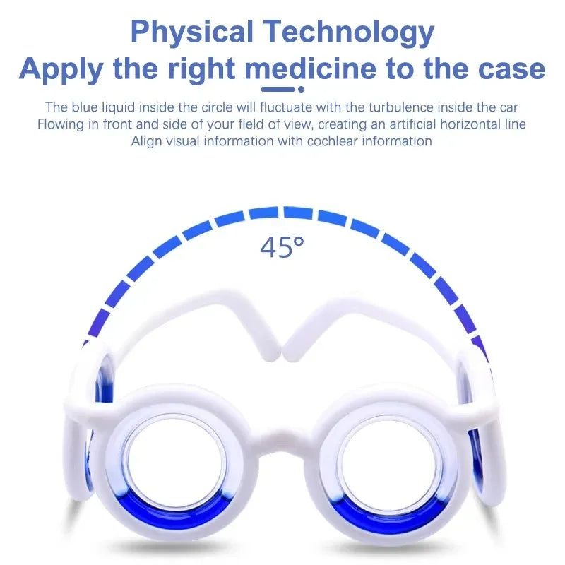 Anti Vertigo Glasses Motion Sickness Glasses,Relieve Carsickness Seasickness Glasses,No Lens Liquid Glasses for Adults or Kids