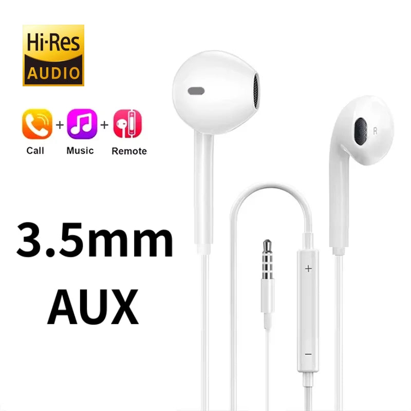 Type C 3.5mm Wired Earphones For in-ear Redmi Note Xiaomi 17 15 14 13 12 11 Pro Headphones Headset Samsung Huawei Phone Tablet