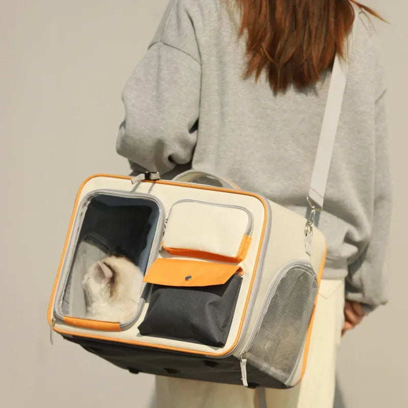 Multifunctional Pet Transport Backpack,Portable Travel Bag,Large Capacity,Three Sides Breathable,Cat Backpack,Thick and durable