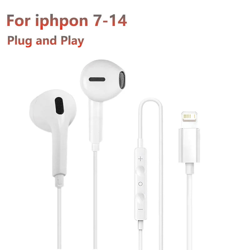 Original Headphones USB C for Apple iphone Lightning 16 15 Pro Max 14 13 12 11 X XR 7 8 Plus Type C Wried Earphone Bass Earbuds